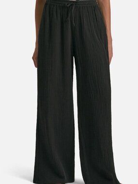 Favorite Daughter Women's Black The Slip It On Wide Leg Lounge Cotton Pants XS